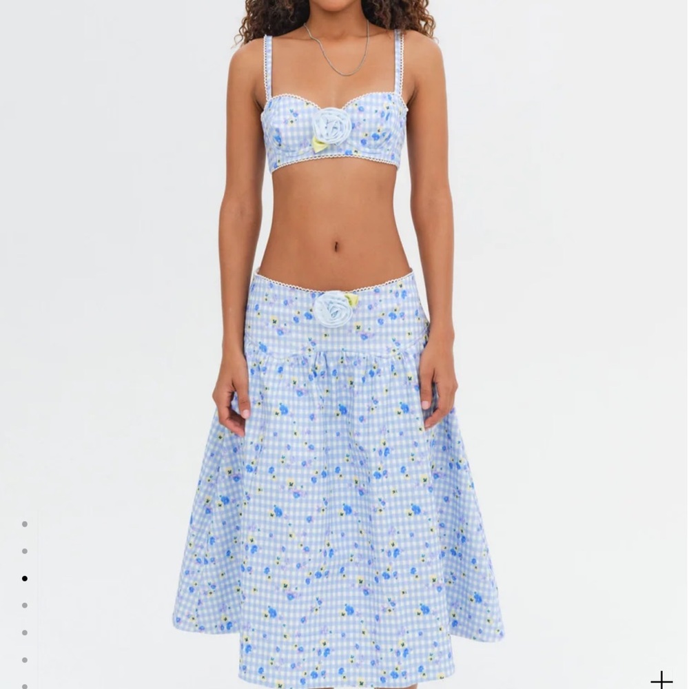 For Love And Lemons Blue and White Maxi A-Line Skirt Set
